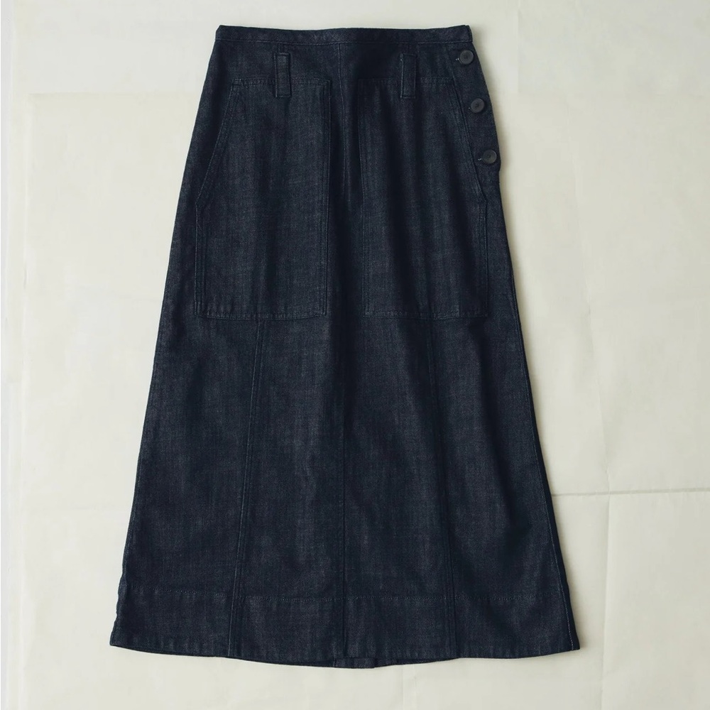 TOAST UK Patch Pocket Organic Indigo Denim Skirt